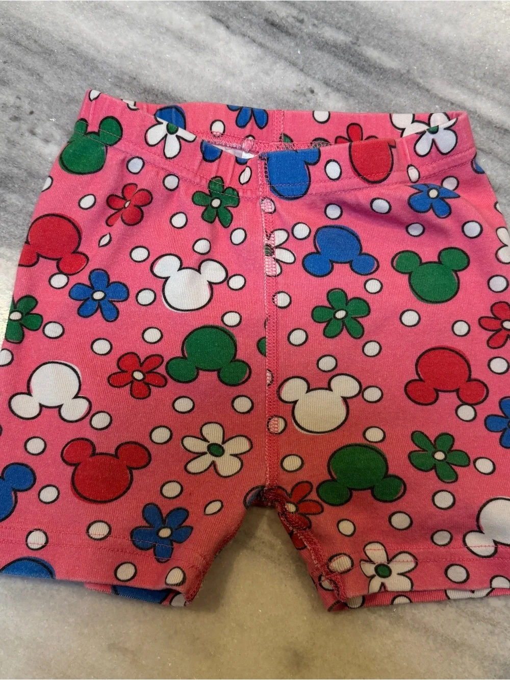 Hanna Andersson Disney Size 5 Pink Mickey Floral Short Sleeve Shorts Pajama Set